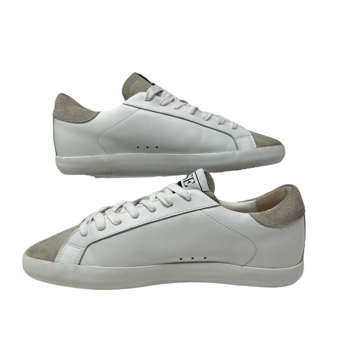 Sam Edelman Womens 10M White Grey Leather Lace Up Fashion Sneakers Low Top