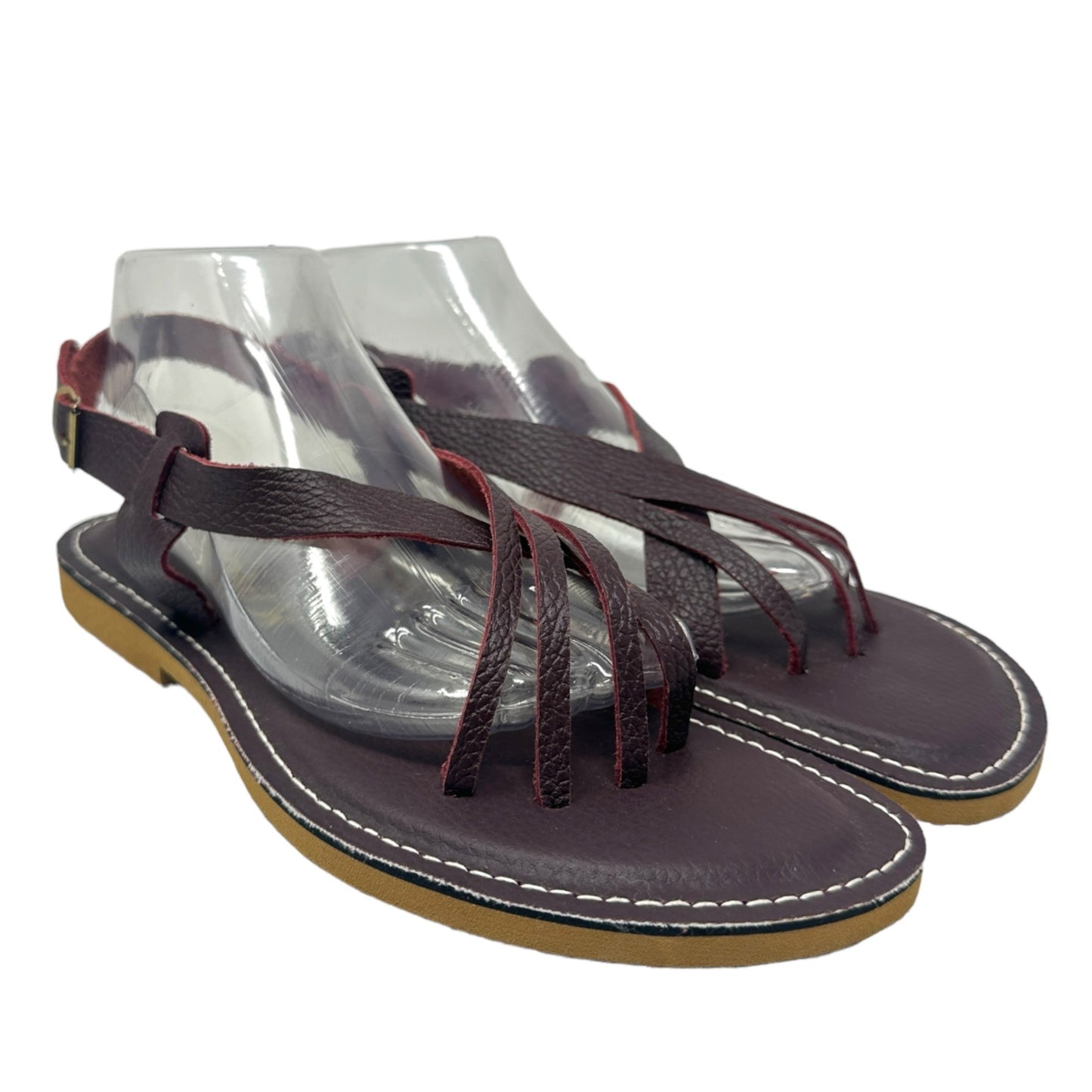 Kino Sandals Womens 10 Brown Leather Slingback Strappy Shoes Made in Key West FL