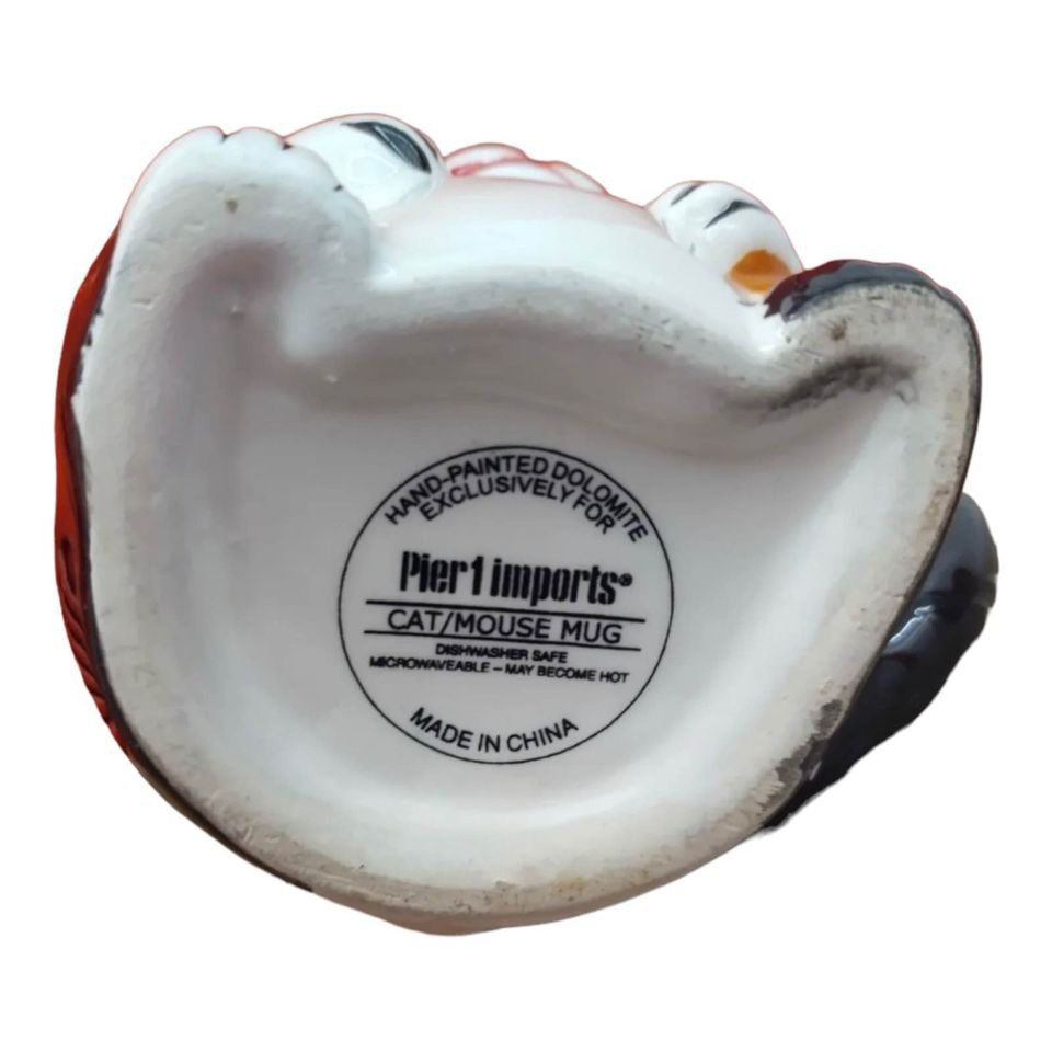 3D Calico Cat Surprise Mouse Inside Ceramic Tea Cup Coffee Mug Pier 1 Imports