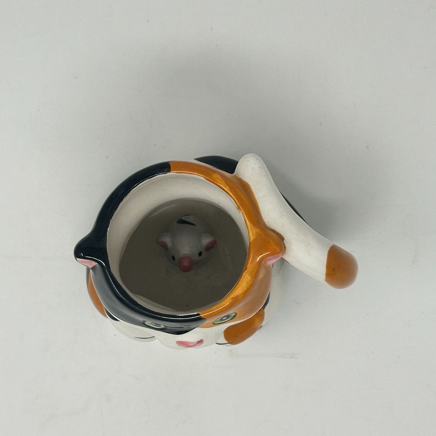 3D Calico Cat Surprise Mouse Inside Ceramic Tea Cup Coffee Mug Pier 1 Imports