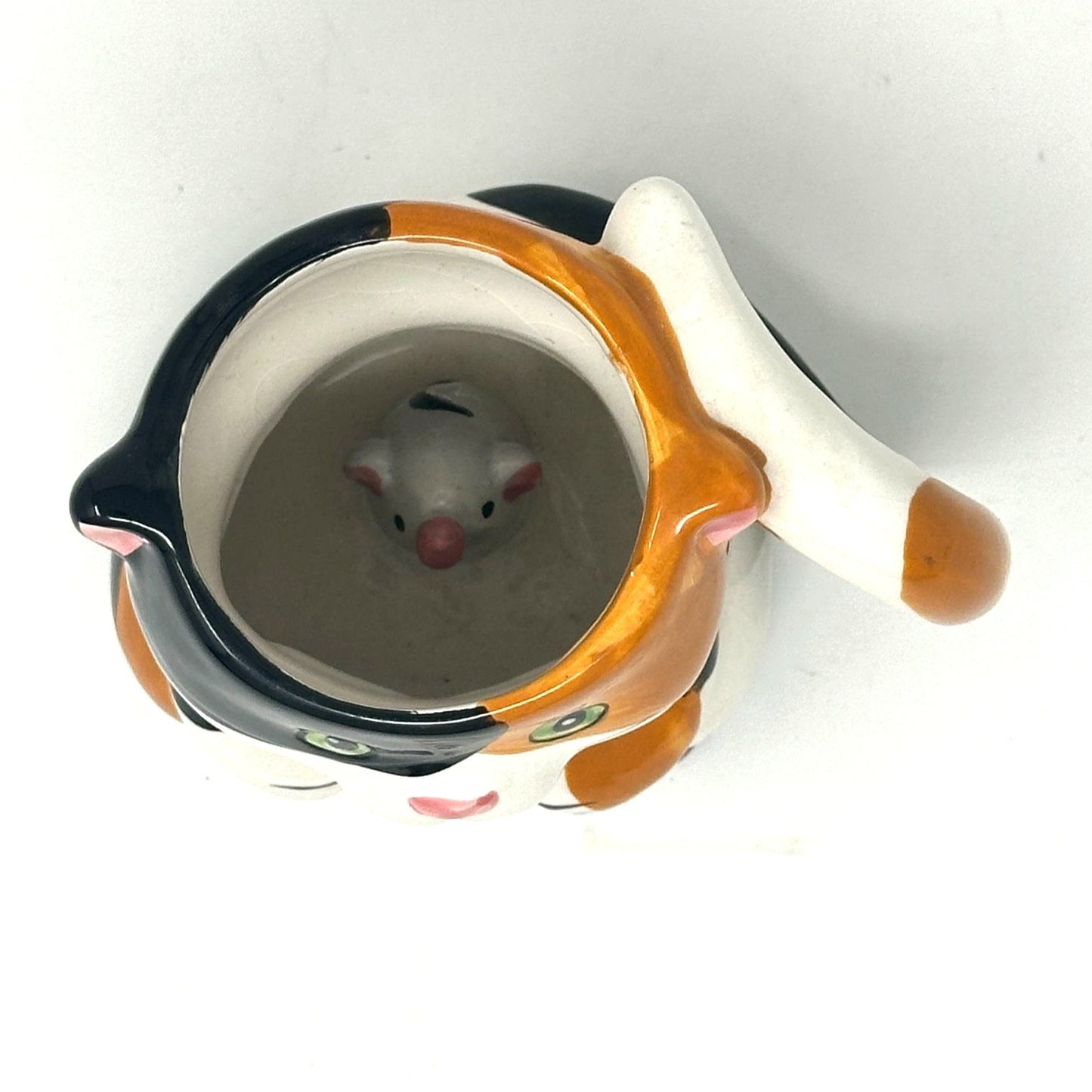 3D Calico Cat Surprise Mouse Inside Ceramic Tea Cup Coffee Mug Pier 1 Imports