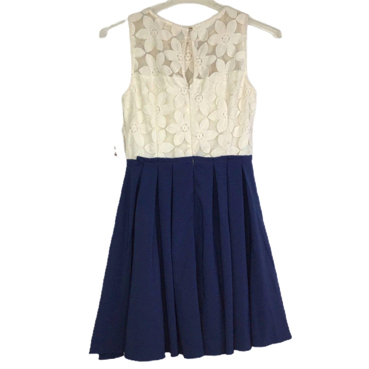 NWT Altar'd State M Dress Blue White Sleeveless Floral Lace Bodice Back Zipper