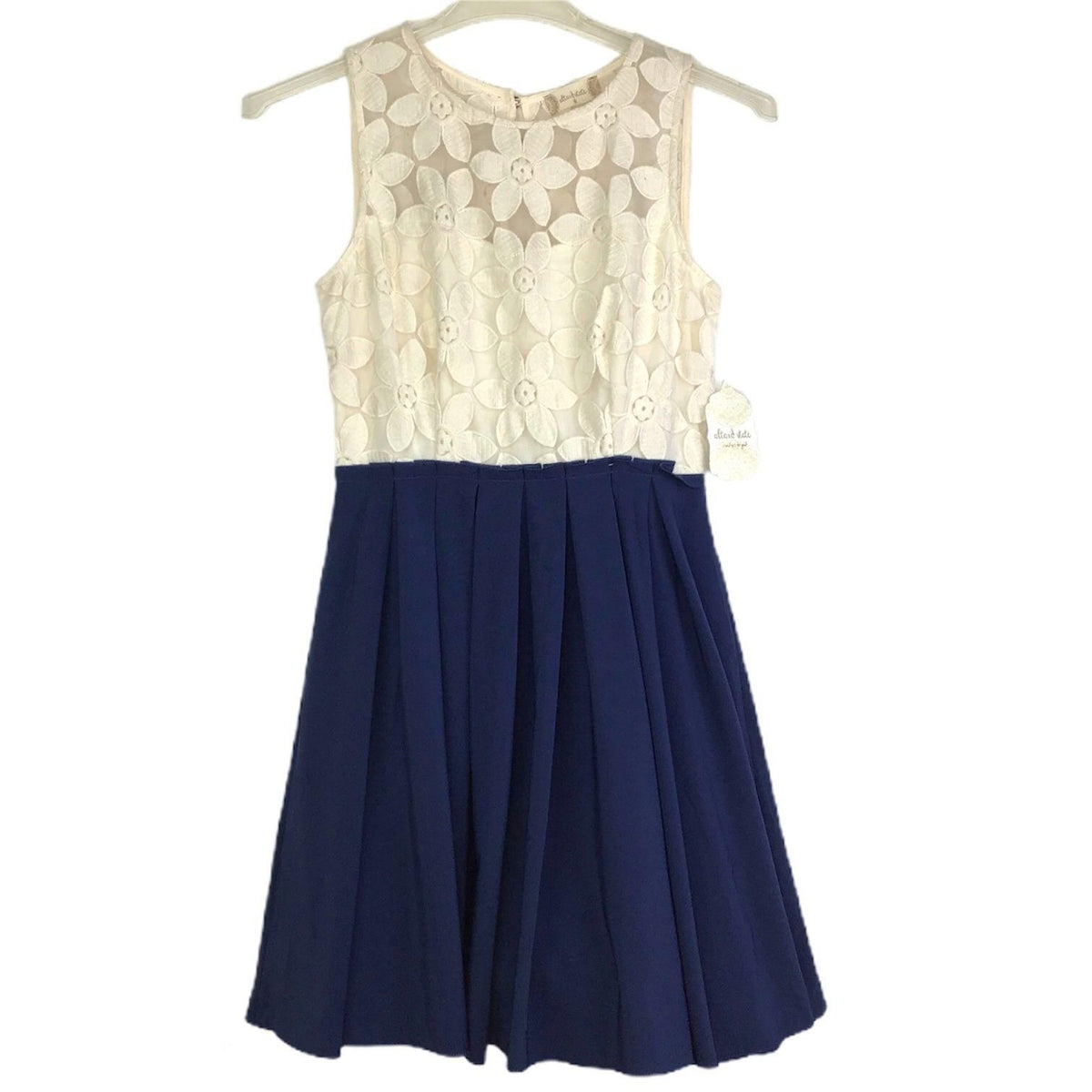 NWT Altar'd State M Dress Blue White Sleeveless Floral Lace Bodice Back Zipper
