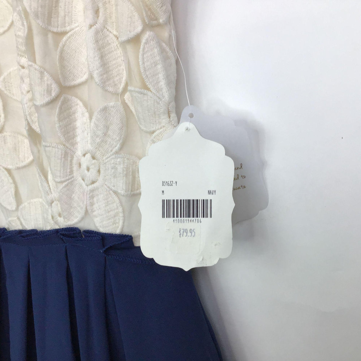 NWT Altar'd State M Dress Blue White Sleeveless Floral Lace Bodice Back Zipper