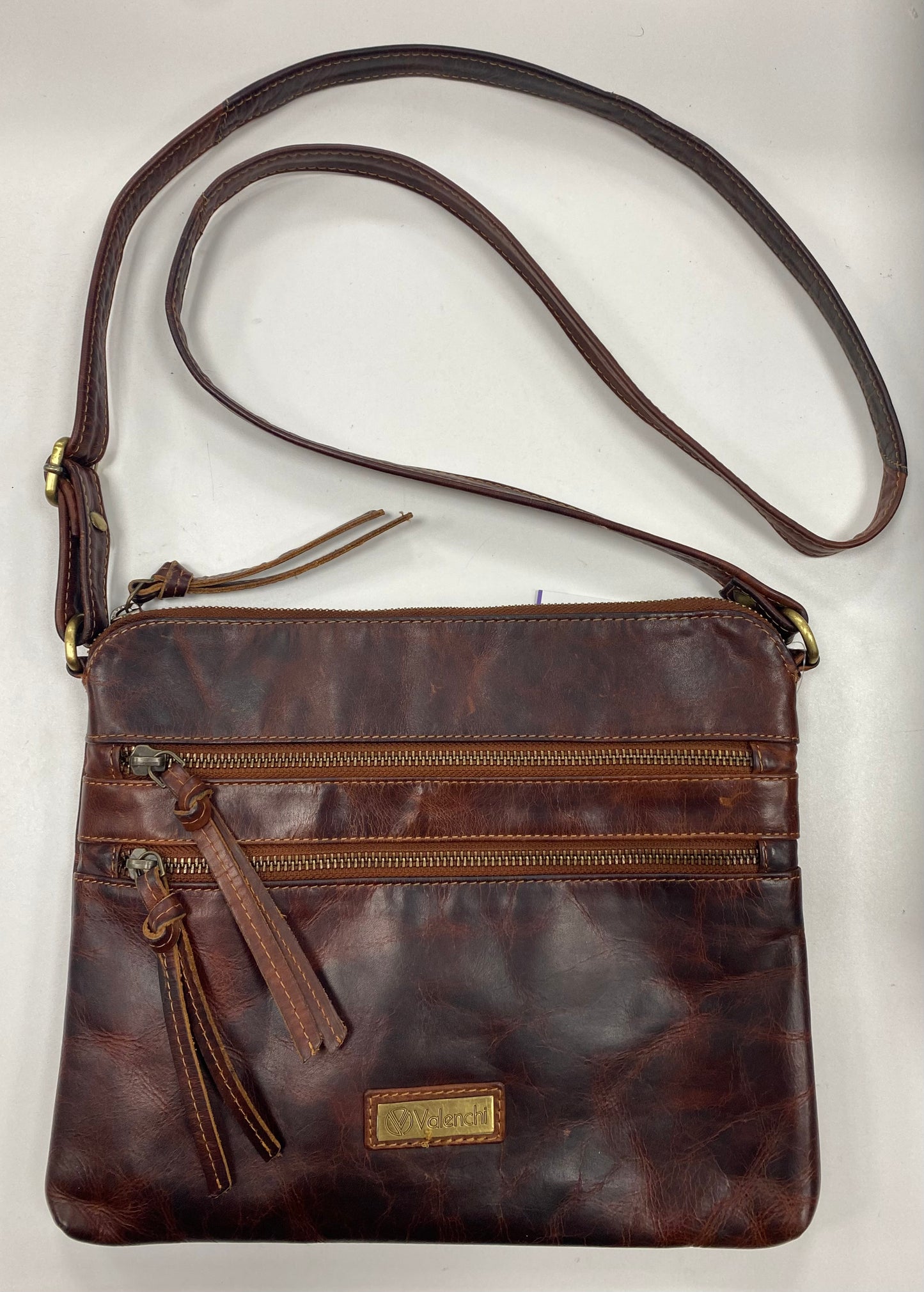 Vintage Valenchi Brown Leather Crossbody Purse