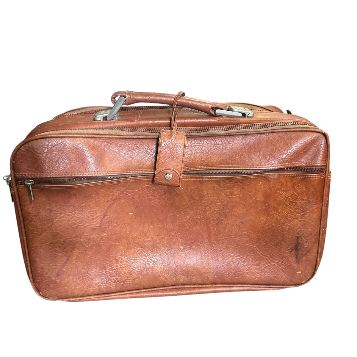 Vtg Samsonite Sonora II Brown Leather Suitcase Dual Compartments Sturdy Handles