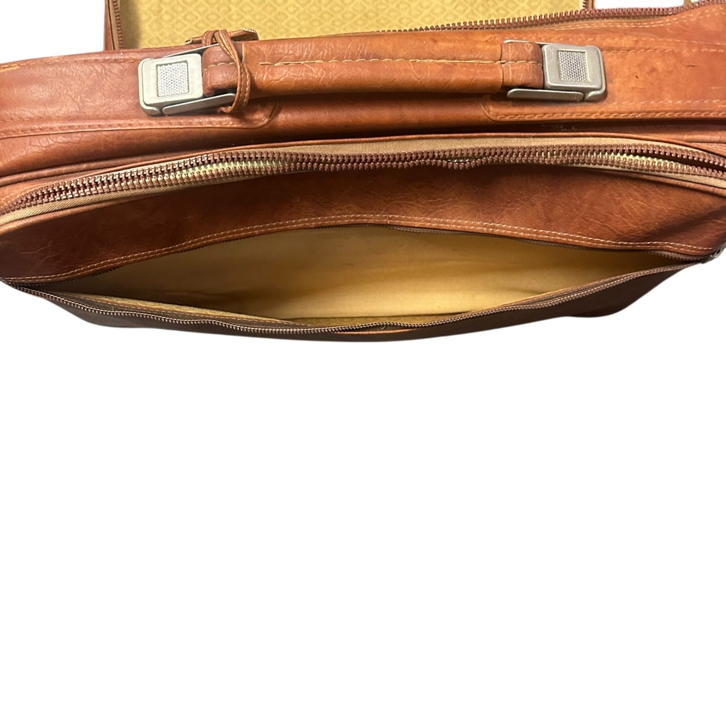 Vtg Samsonite Sonora II Brown Leather Suitcase Dual Compartments Sturdy Handles