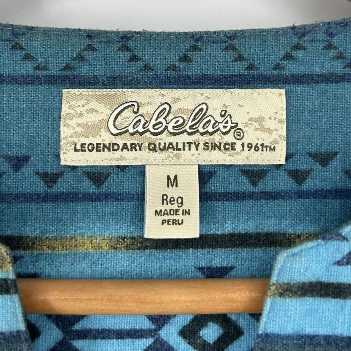 Cabelas M Womens Southwestern Print Blouse VNeck Tie Long Sleeve Brushed Cotton