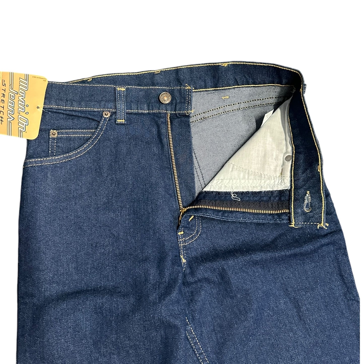 Vtg 70s Levis Movin On Jeans Stretch Denim High Rise Dark Wash 31x30 USA NEW