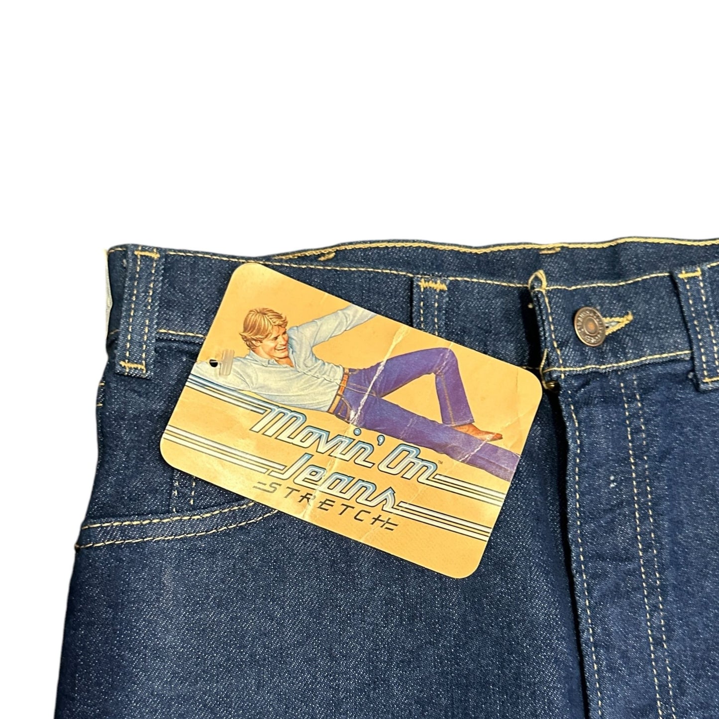 Vtg 70s Levis Movin On Jeans Stretch Denim High Rise Dark Wash 31x30 USA NEW