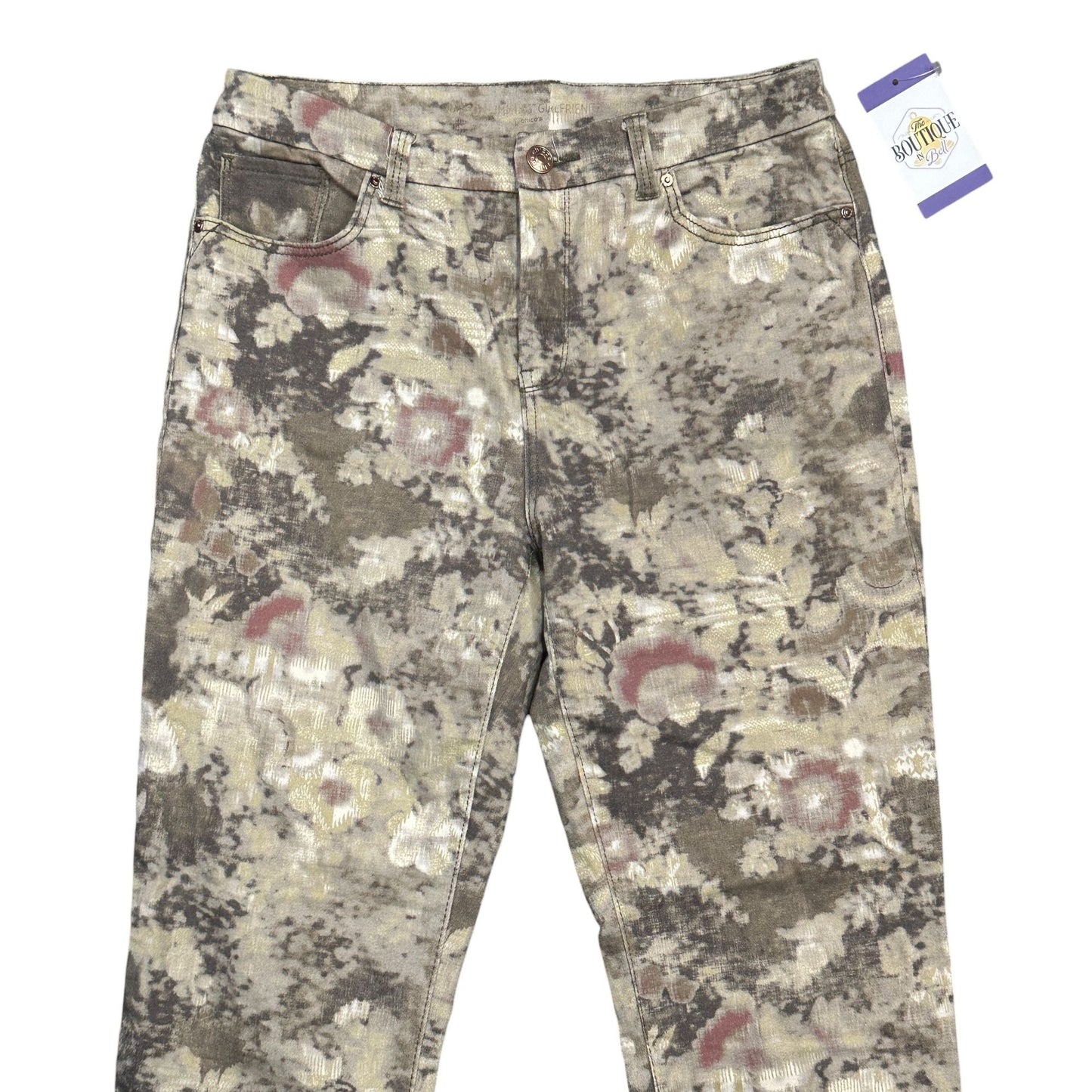 Chicos 0.5 So Slimming Girlfriend Ankle Jeans Floral Nonnacore Soft Girl Small