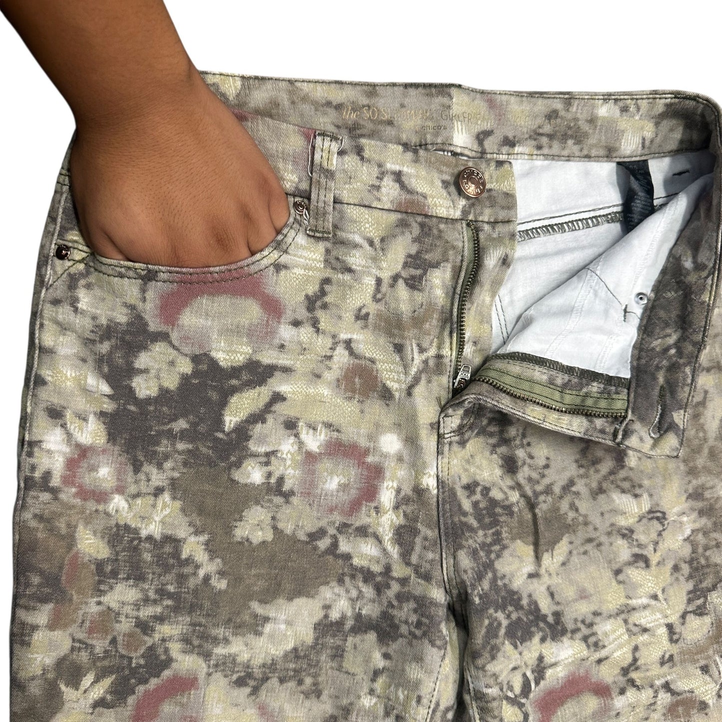 Chicos 0.5 So Slimming Girlfriend Ankle Jeans Floral Nonnacore Soft Girl Small