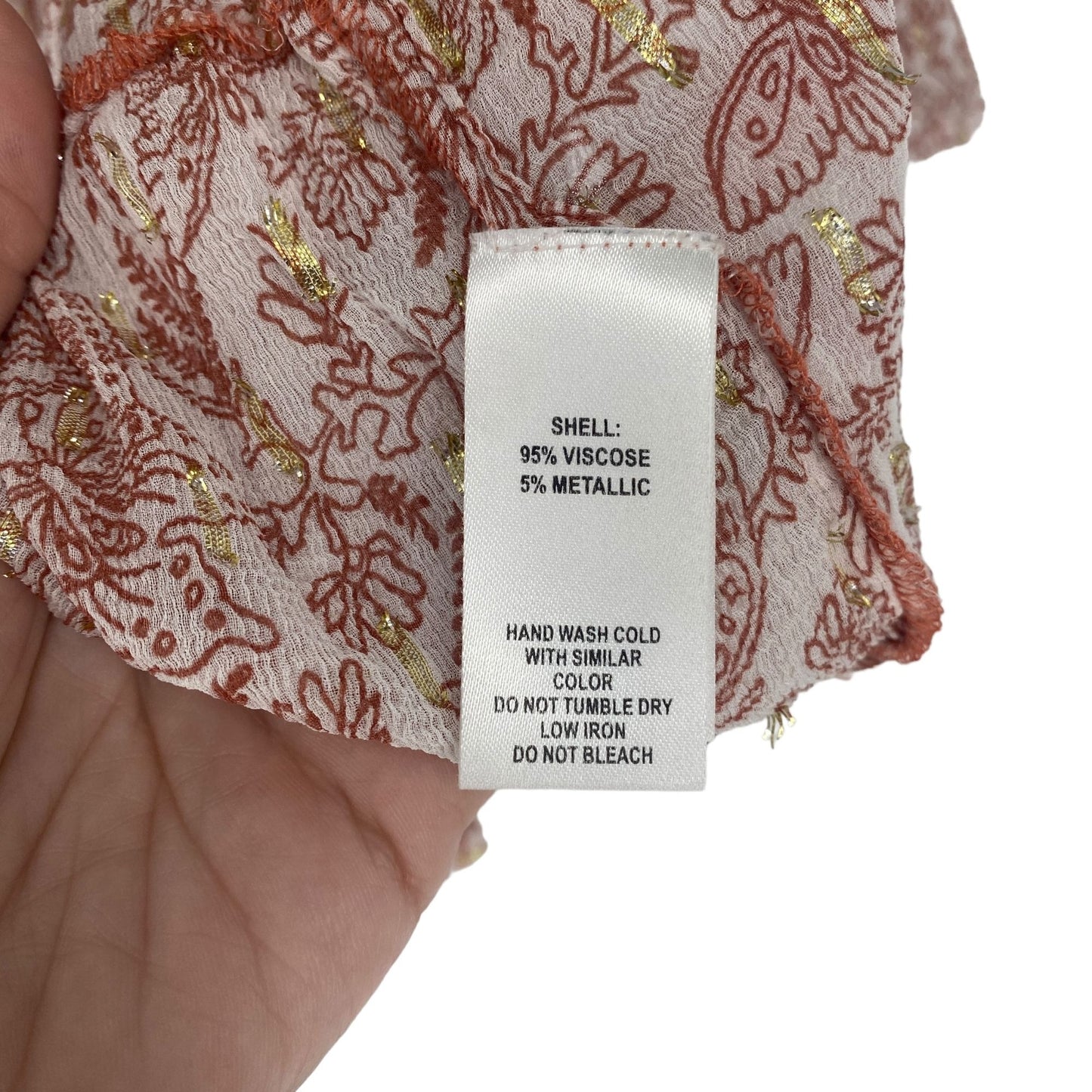 Lulus Blouse Desert Days Sheer Boho Ruffle Tiered Butterfly Floral Bell Sleeves