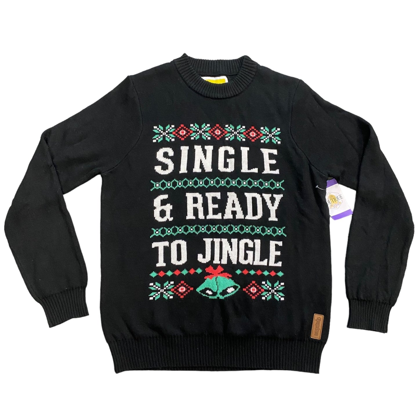 Ugly Xmas Sweater Tipsy Elves M Single & Ready to Jingle Novelty Kitschy Holiday