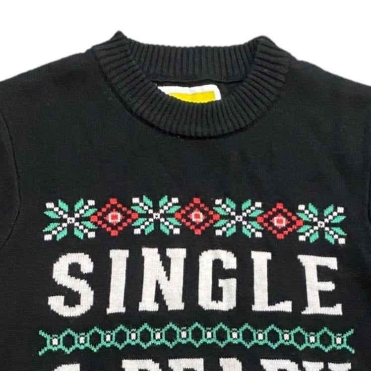 Ugly Xmas Sweater Tipsy Elves M Single & Ready to Jingle Novelty Kitschy Holiday