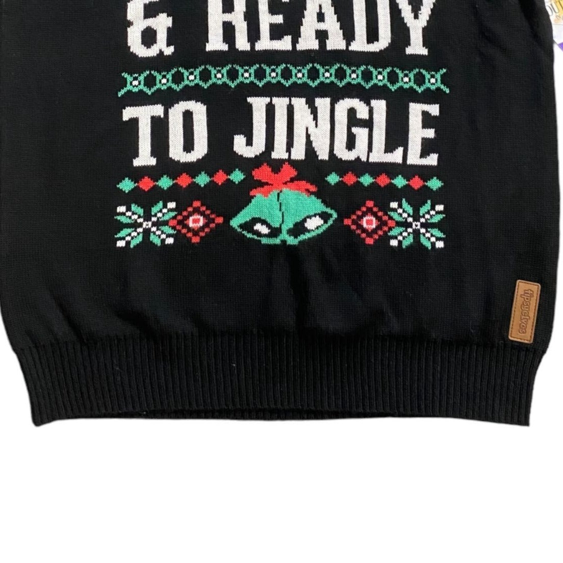 Ugly Xmas Sweater Tipsy Elves M Single & Ready to Jingle Novelty Kitschy Holiday