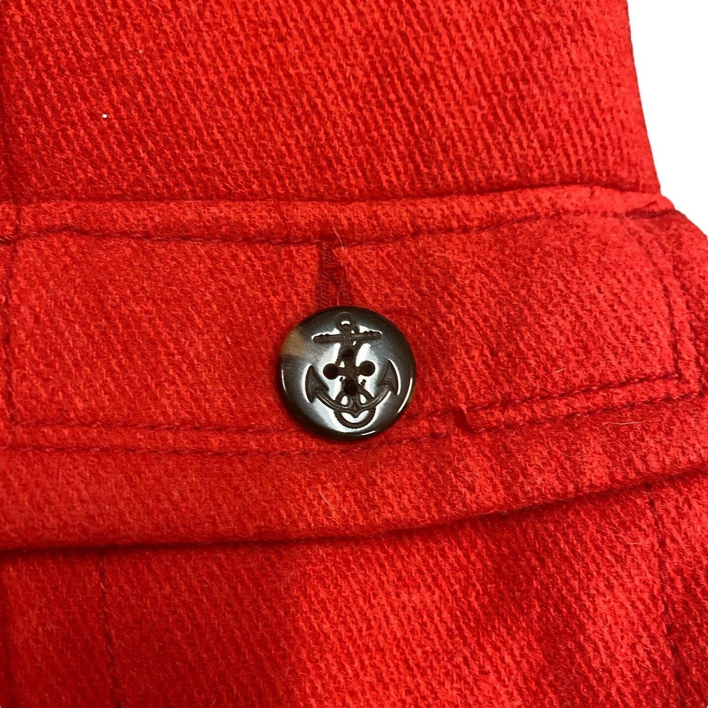 American Eagle Womens M Red Peacoat Wool Lined Double Breasted Button Pockets