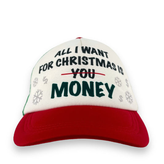 Wembley "All I Want for Christmas Is Money" Snapback Trucker Hat Cap Red Green