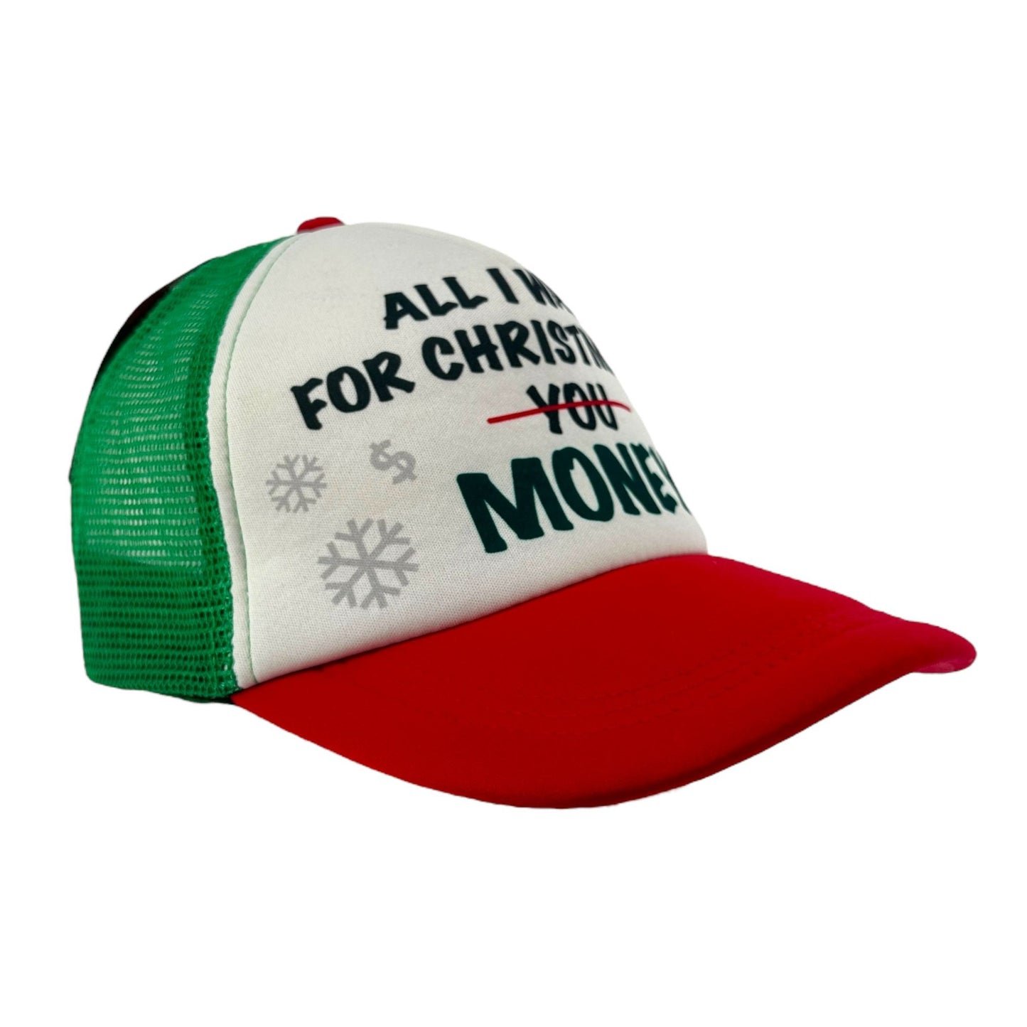 Wembley "All I Want for Christmas Is Money" Snapback Trucker Hat Cap Red Green