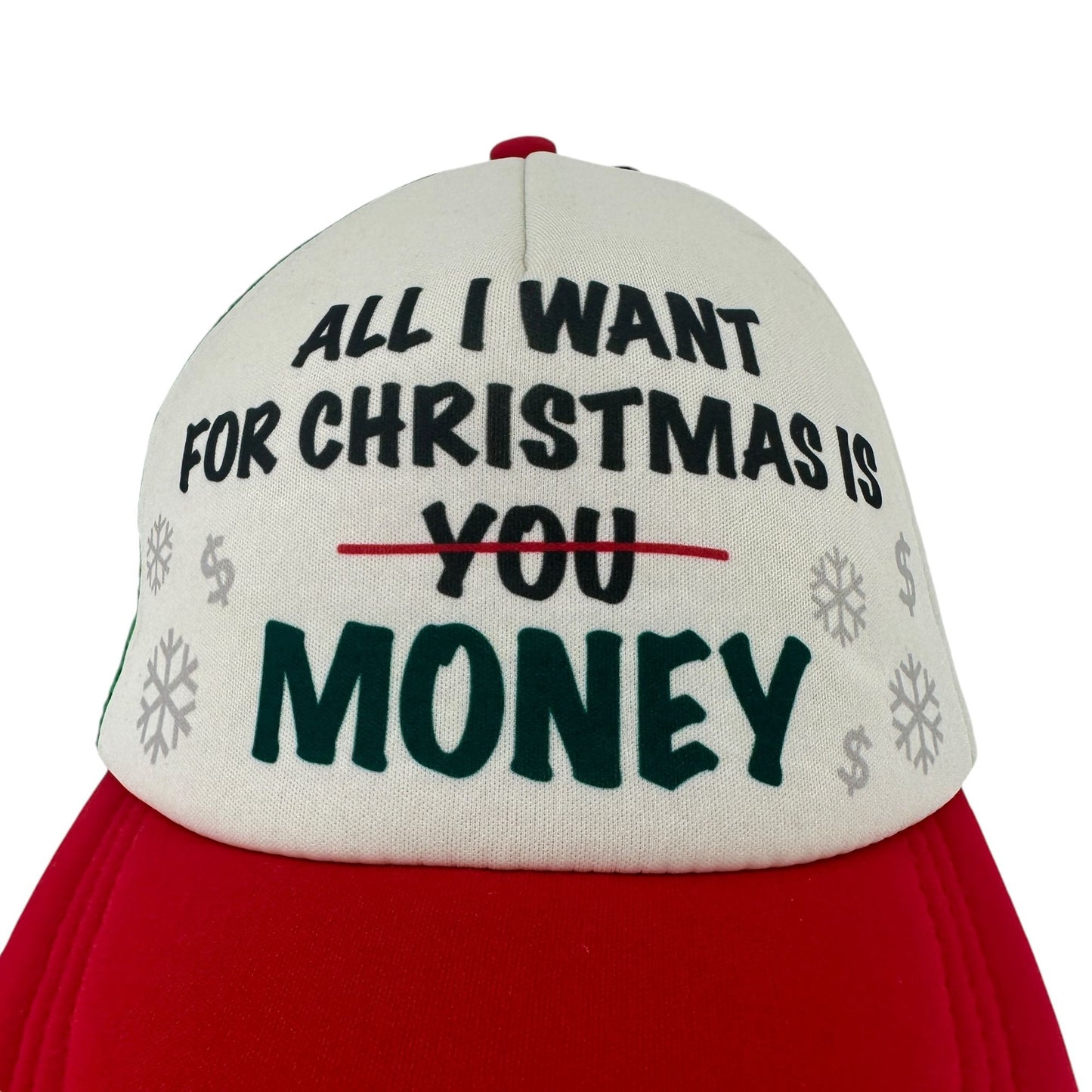 Wembley "All I Want for Christmas Is Money" Snapback Trucker Hat Cap Red Green