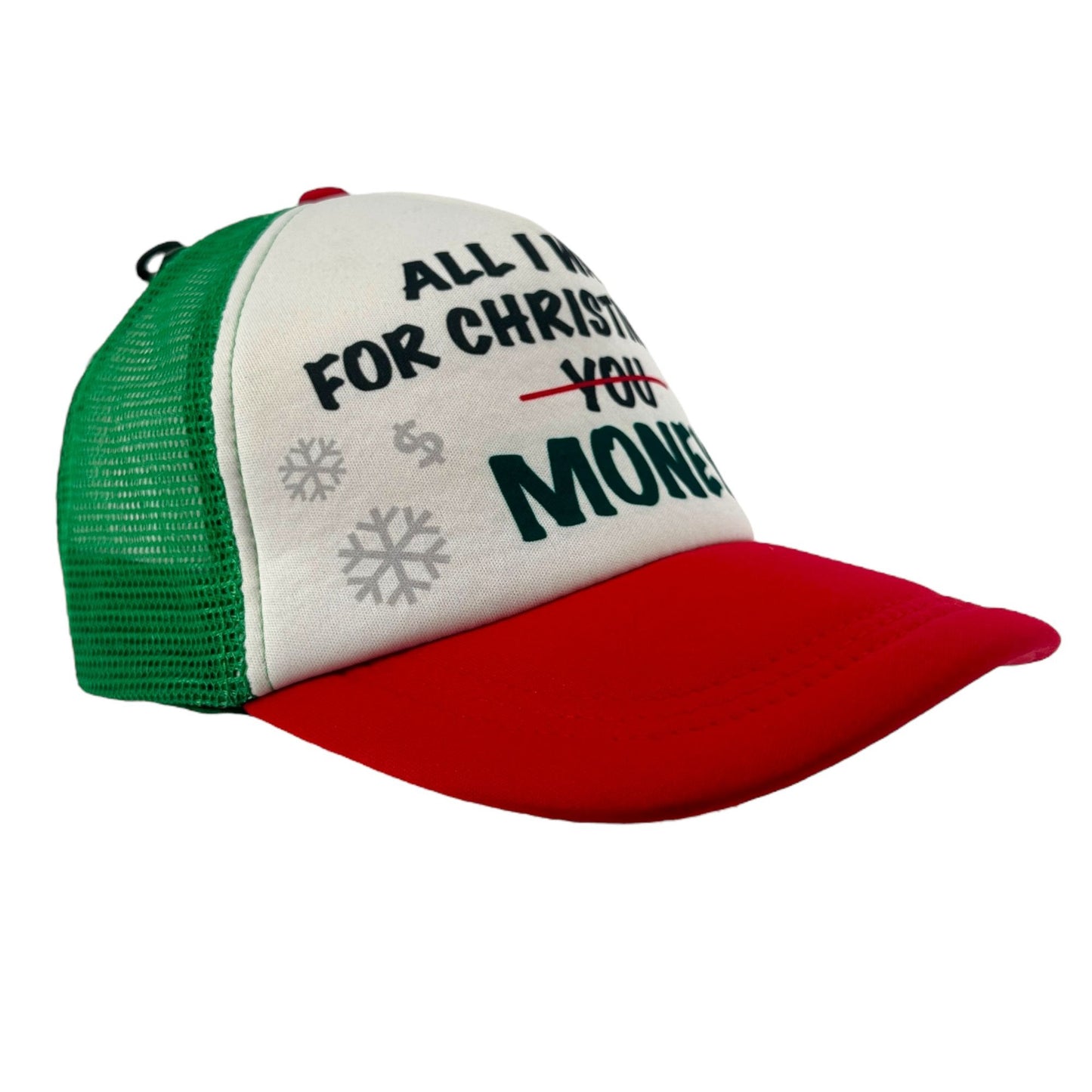 Wembley "All I Want for Christmas Is Money" Snapback Trucker Hat Cap Red Green