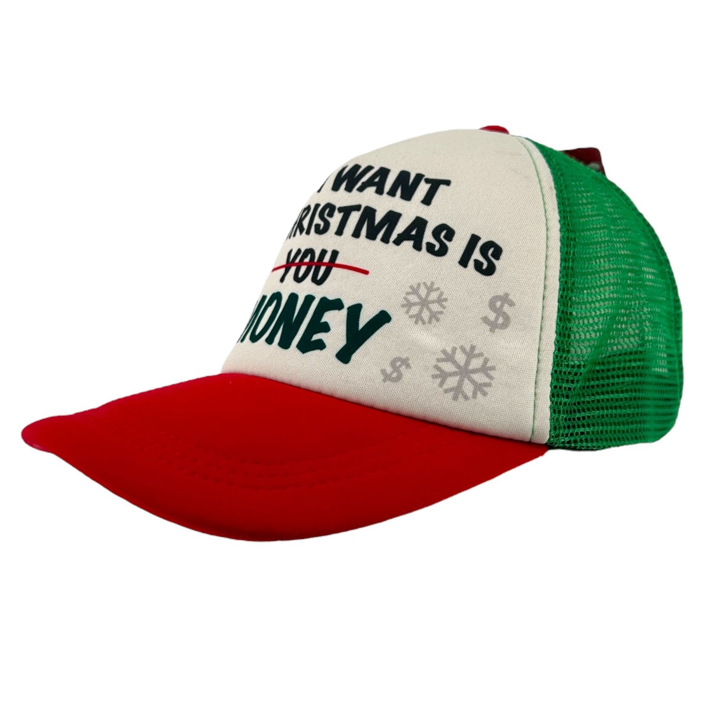 Wembley "All I Want for Christmas Is Money" Snapback Trucker Hat Cap Red Green