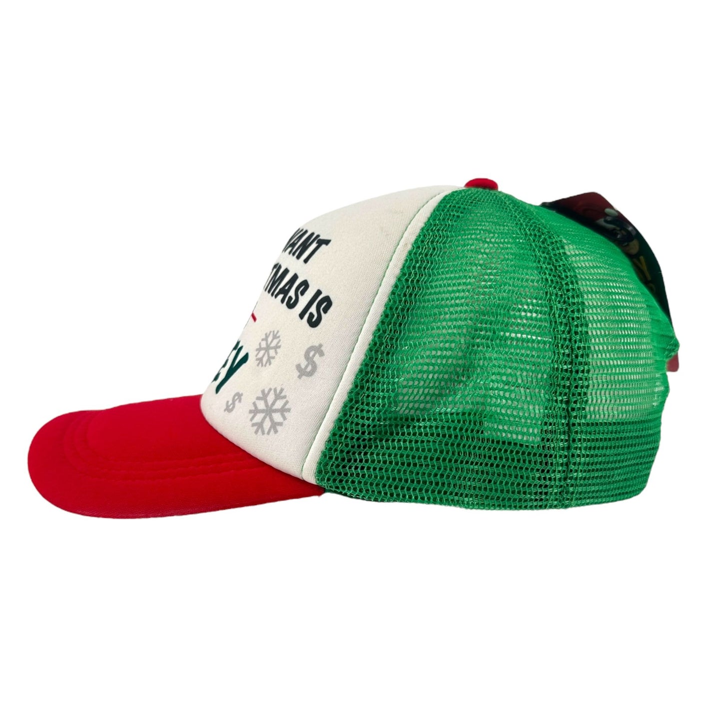 Wembley "All I Want for Christmas Is Money" Snapback Trucker Hat Cap Red Green