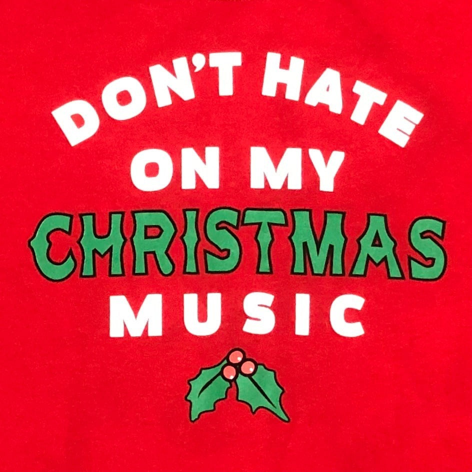 Xmas Novelty Sweatshirt "Don't Hate on my Christmas Music" Holiday Gildan M Red
