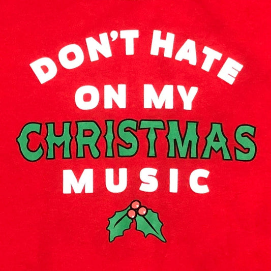 Xmas Novelty Sweatshirt "Don't Hate on my Christmas Music" Holiday Gildan M Red