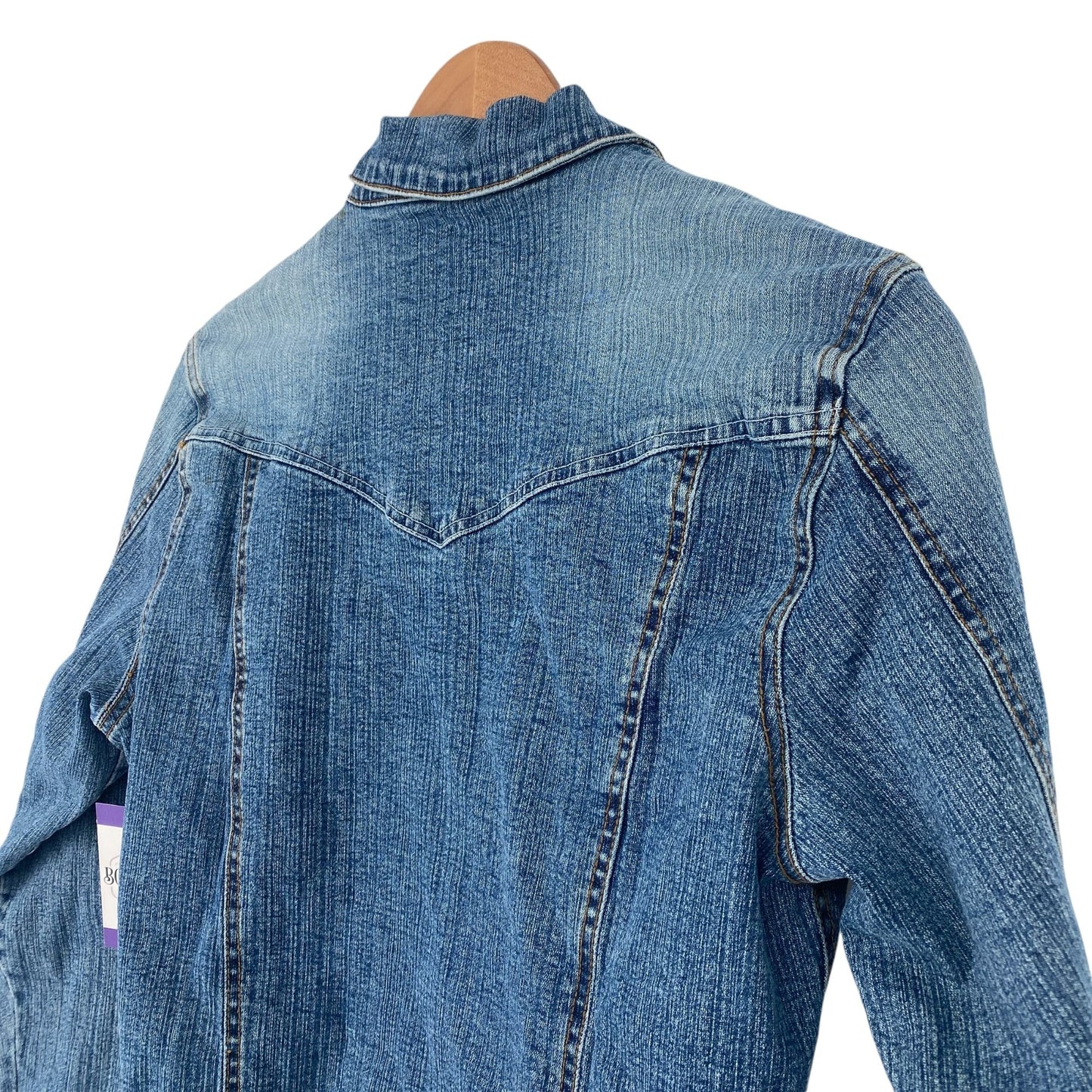 Bit & Bridle for Her M Blue Denim Jean Jacket Distressed Western Lined Fitted