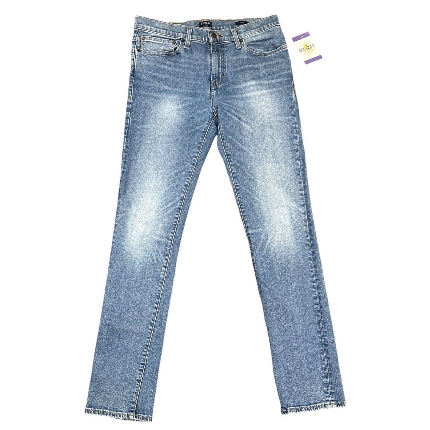 J Crew Slim Fit Flex Straight Leg Jeans Light Wash Faded Denim Mens 30x32 K7751