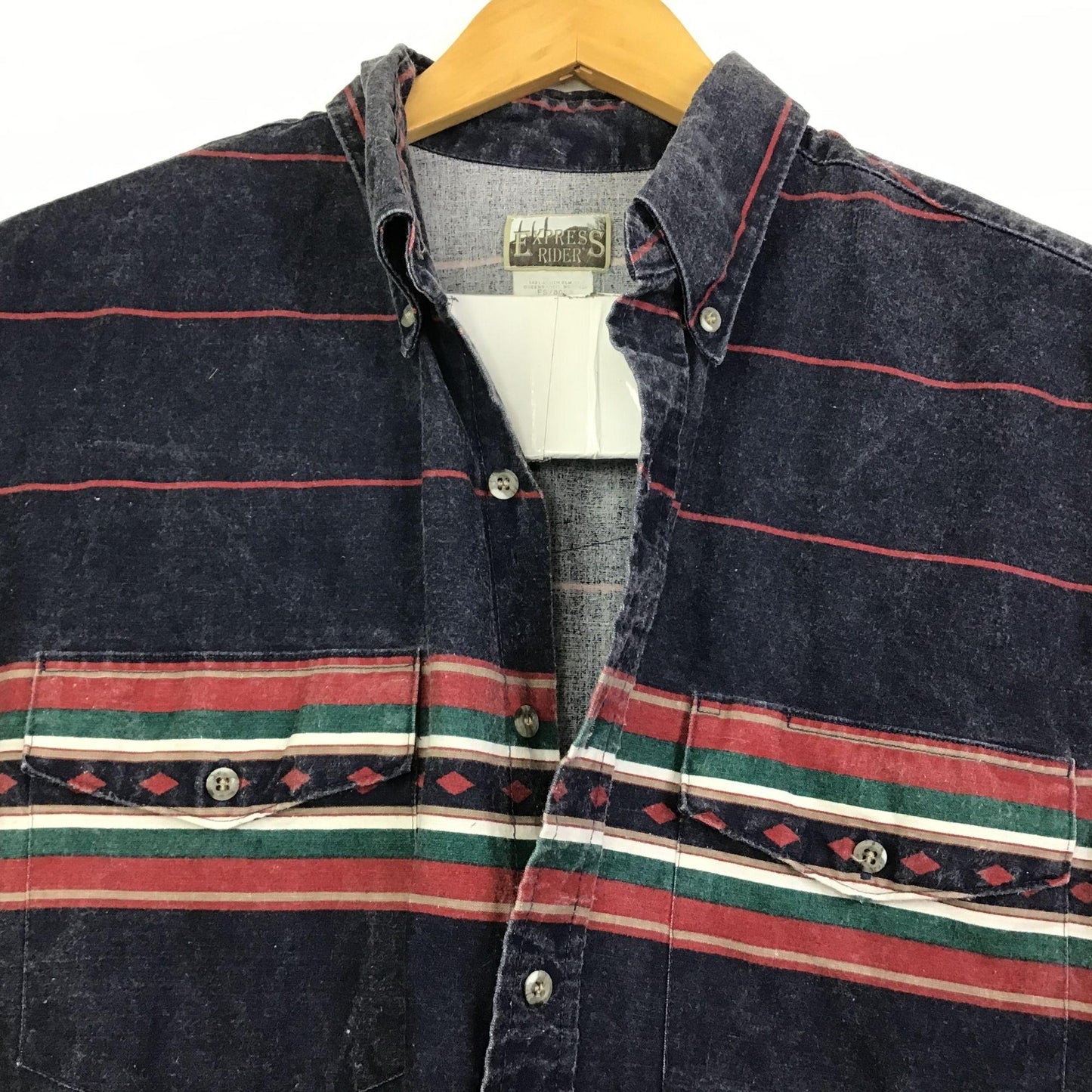Vtg Express Rider Western Shirt Button Up Striped Long Sleeve Collared Mens L