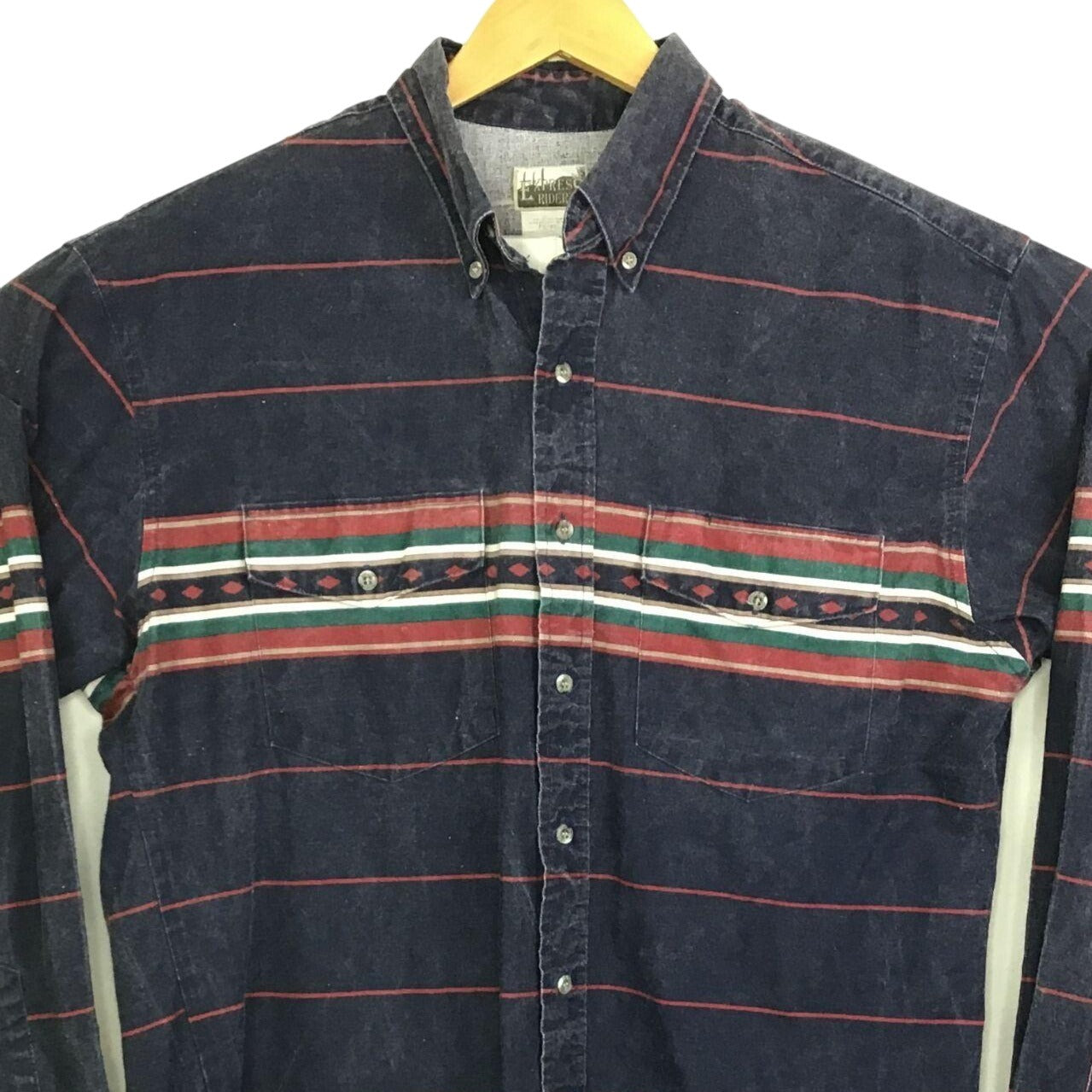 Vtg Express Rider Western Shirt Button Up Striped Long Sleeve Collared Mens L