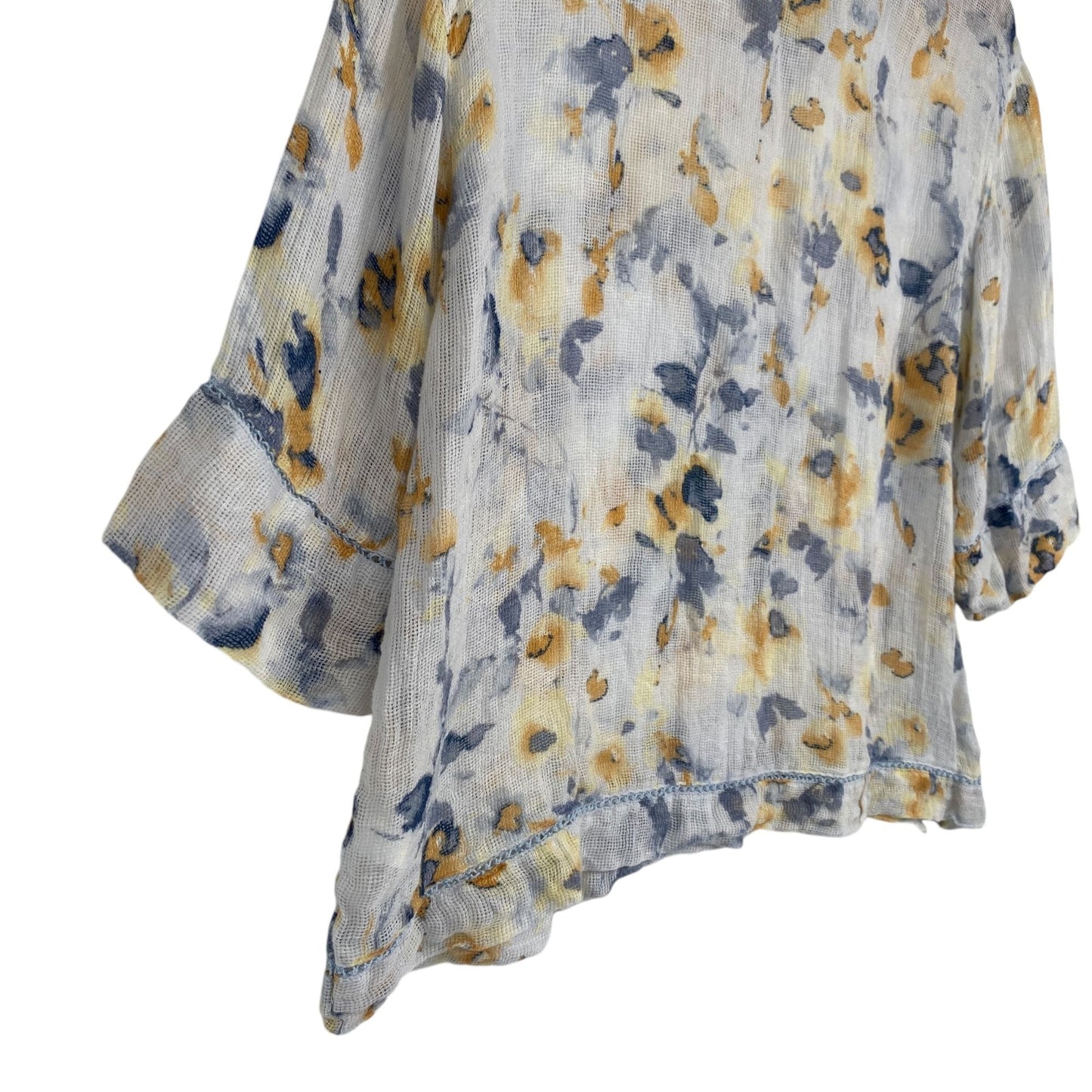 Pure Jill Womens PM Perfect Relaxed Airy Weave Top Floral Linen Blouse Petite