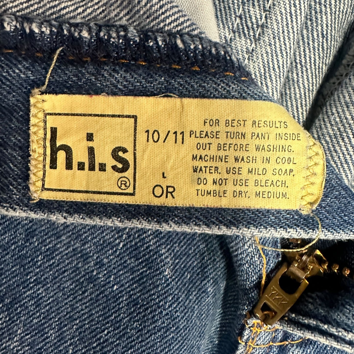 Vintage H.I.S. 10/11 Chic Blue Mom Jeans High Waist Straight Creased Made in USA