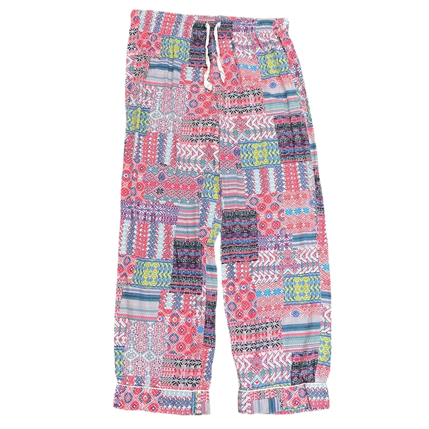 Victorias Secret M  Fair Isle Pajamas Patchwork Colorful Flannel PJ Set