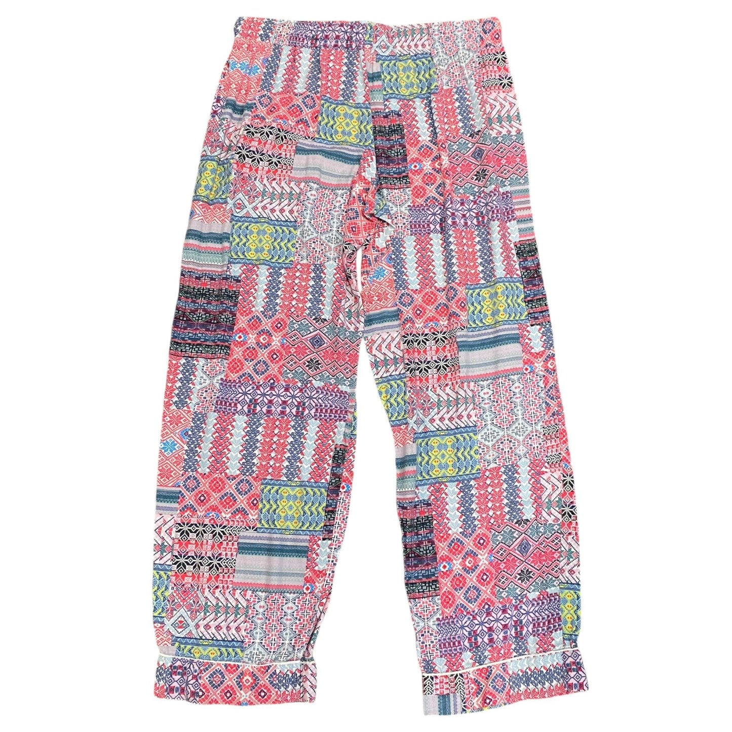 Victorias Secret M  Fair Isle Pajamas Patchwork Colorful Flannel PJ Set