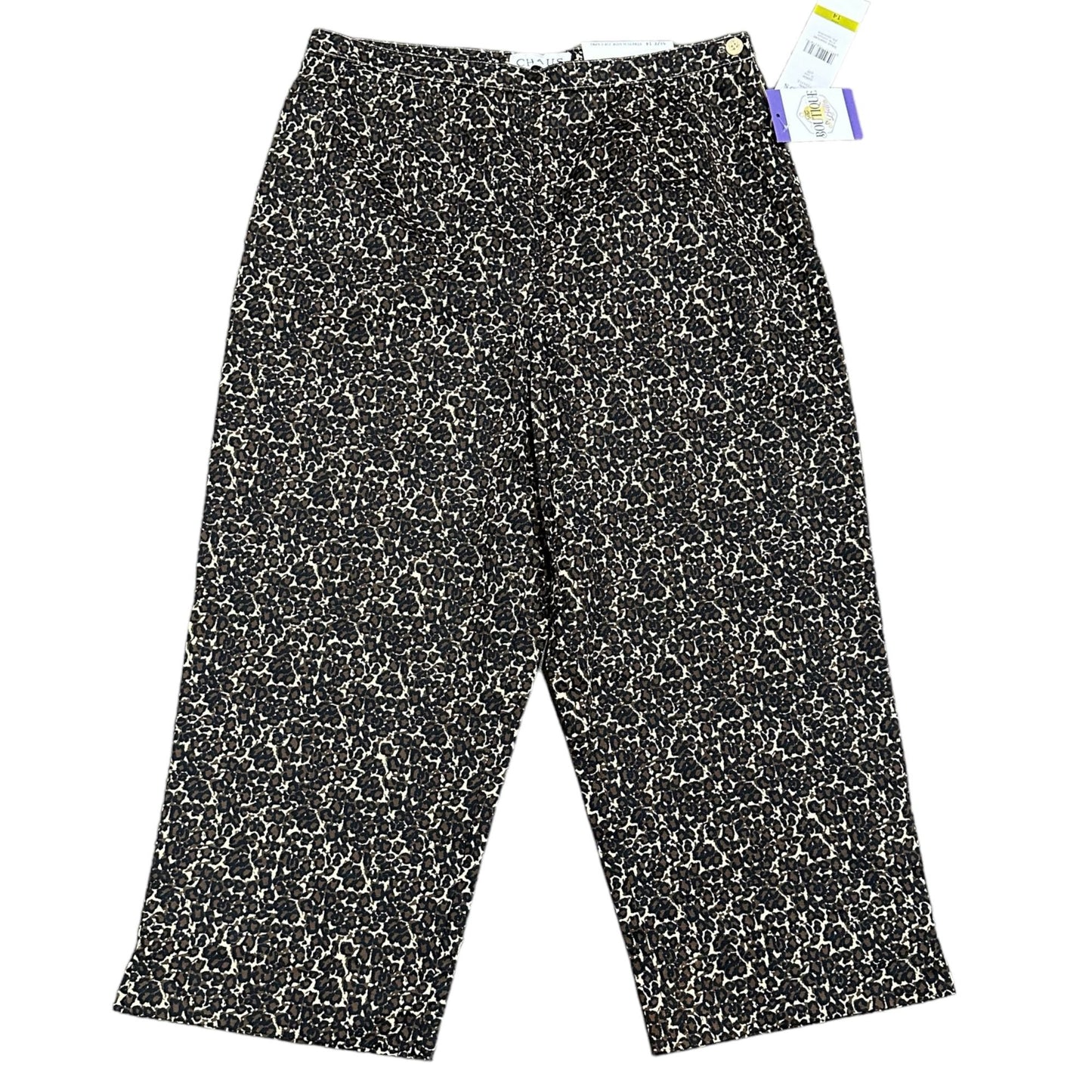 NWT Chaus Leopard Print Capri Pants Secret Stretch Waist Indie Sleaze Wide