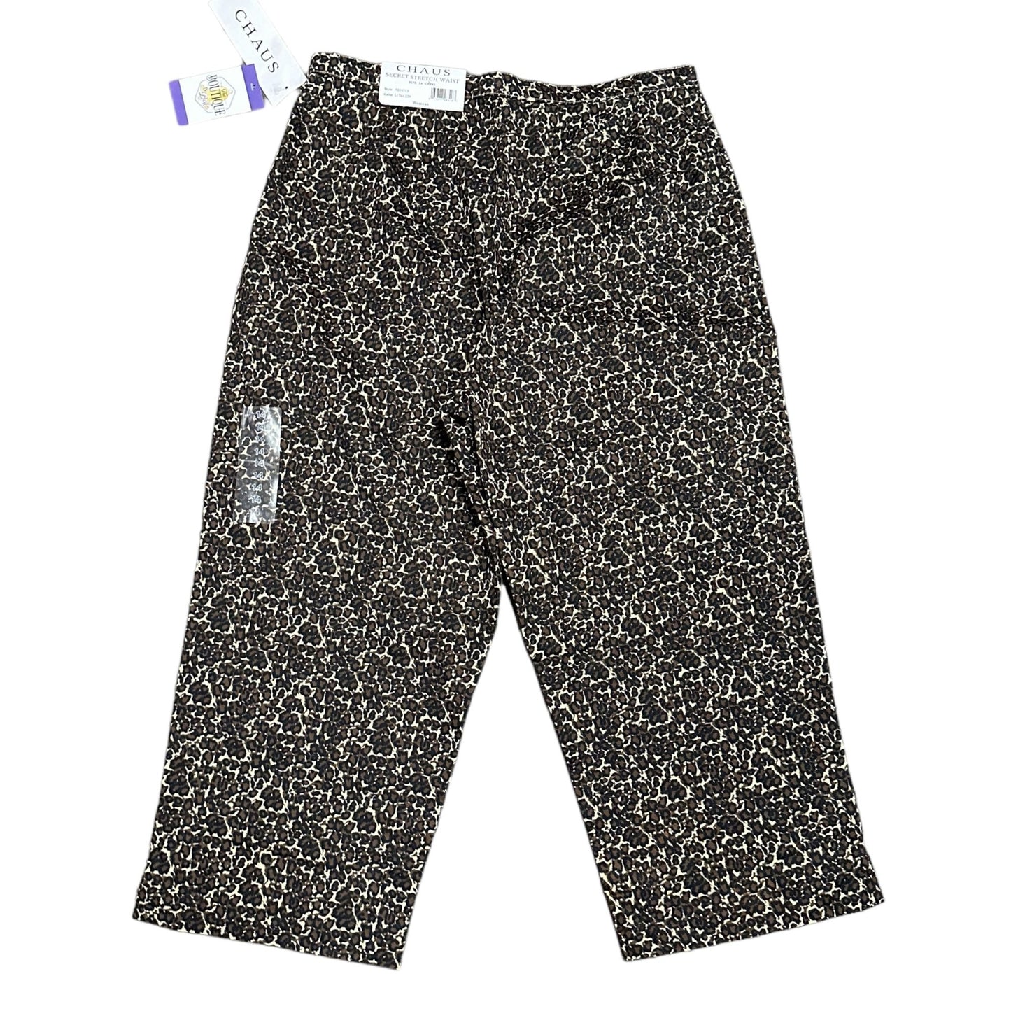 NWT Chaus Leopard Print Capri Pants Secret Stretch Waist Indie Sleaze Wide