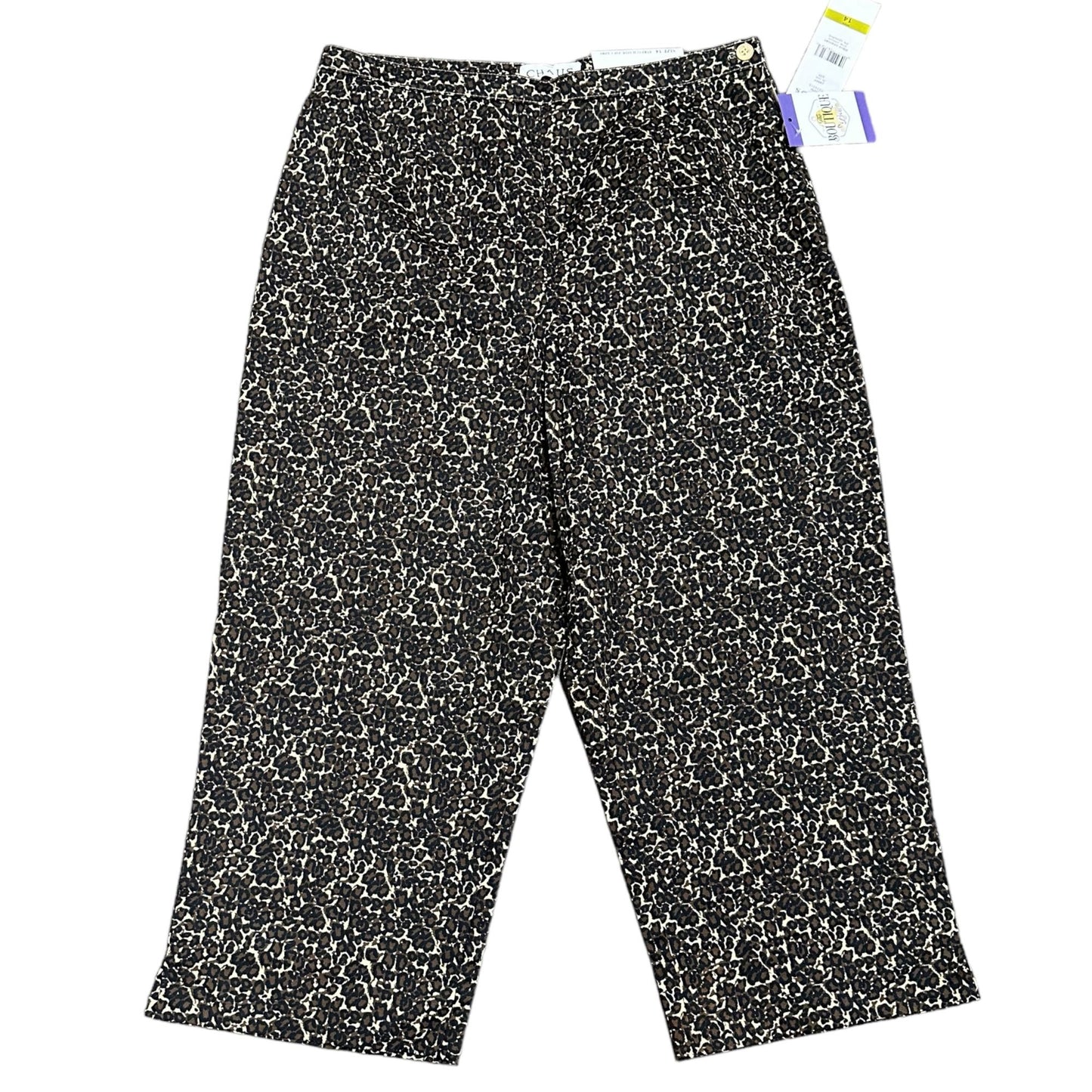 NWT Chaus Leopard Print Capri Pants Secret Stretch Waist Indie Sleaze Wide