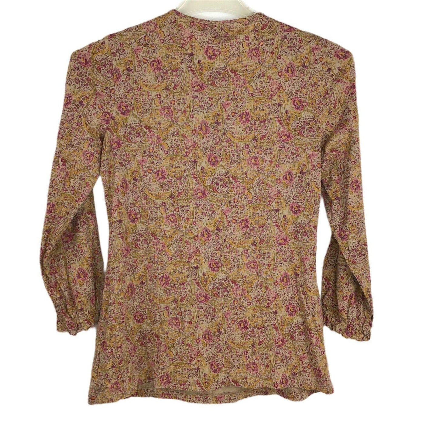 Lauren Ralph Lauren Ruffle Front Top Floral Paisley Boho 80s 90s Office Medium