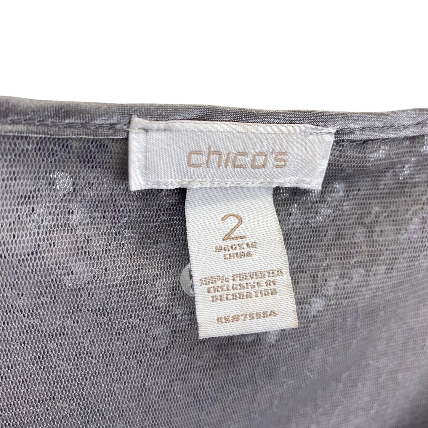Chicos 2 Sequin Tank Top Sleeveless Shell L Silver Lavender Cocktail Date Night