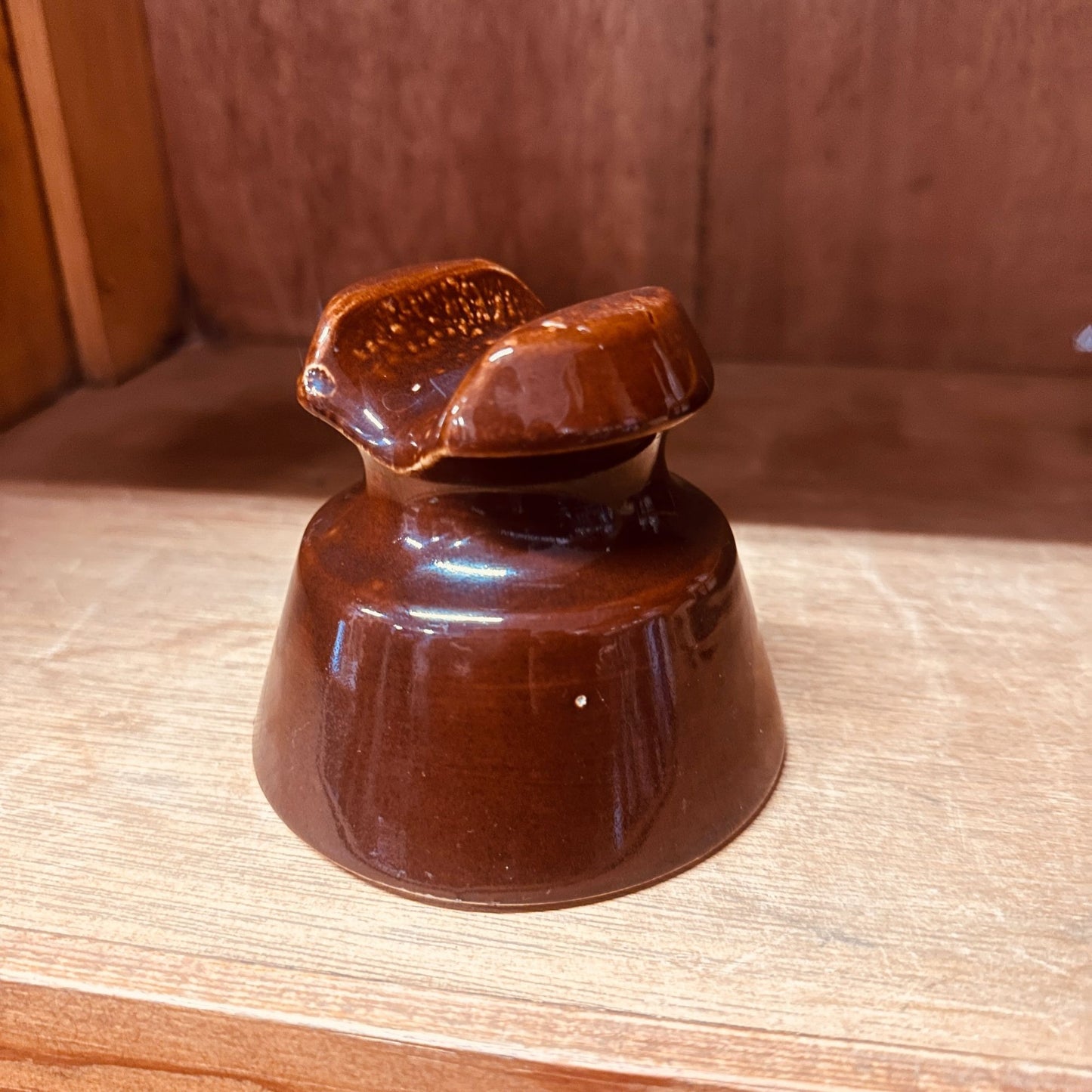 Brown Ceramic Insulator With Embossed Ohio Brass (B) in Oval Industrial Decor