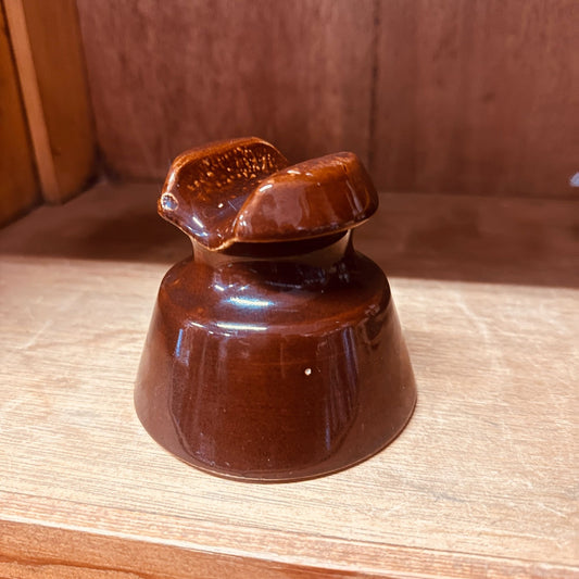 Brown Ceramic Insulator With Embossed Ohio Brass (B) in Oval Industrial Decor