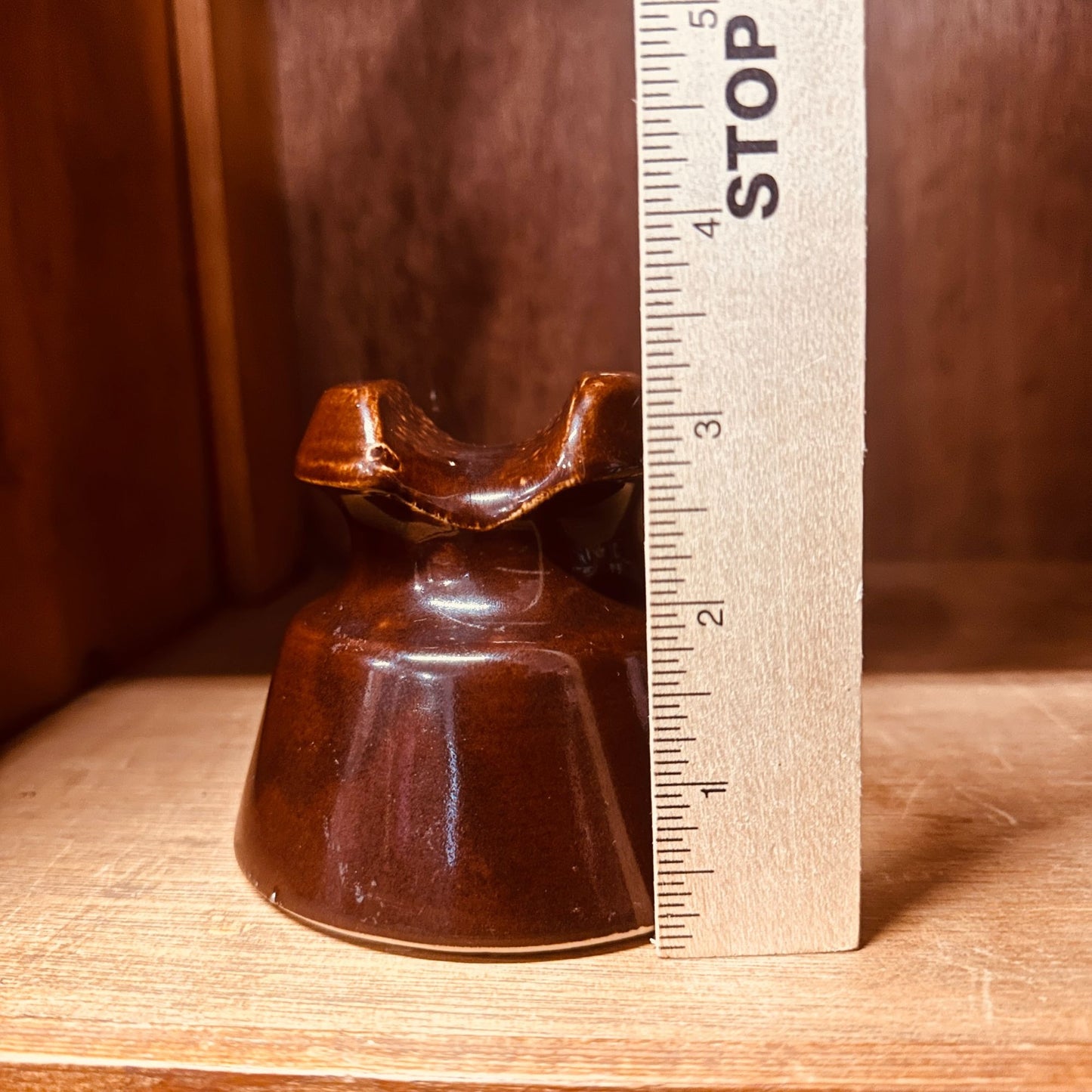 Brown Ceramic Insulator With Embossed Ohio Brass (B) in Oval Industrial Decor