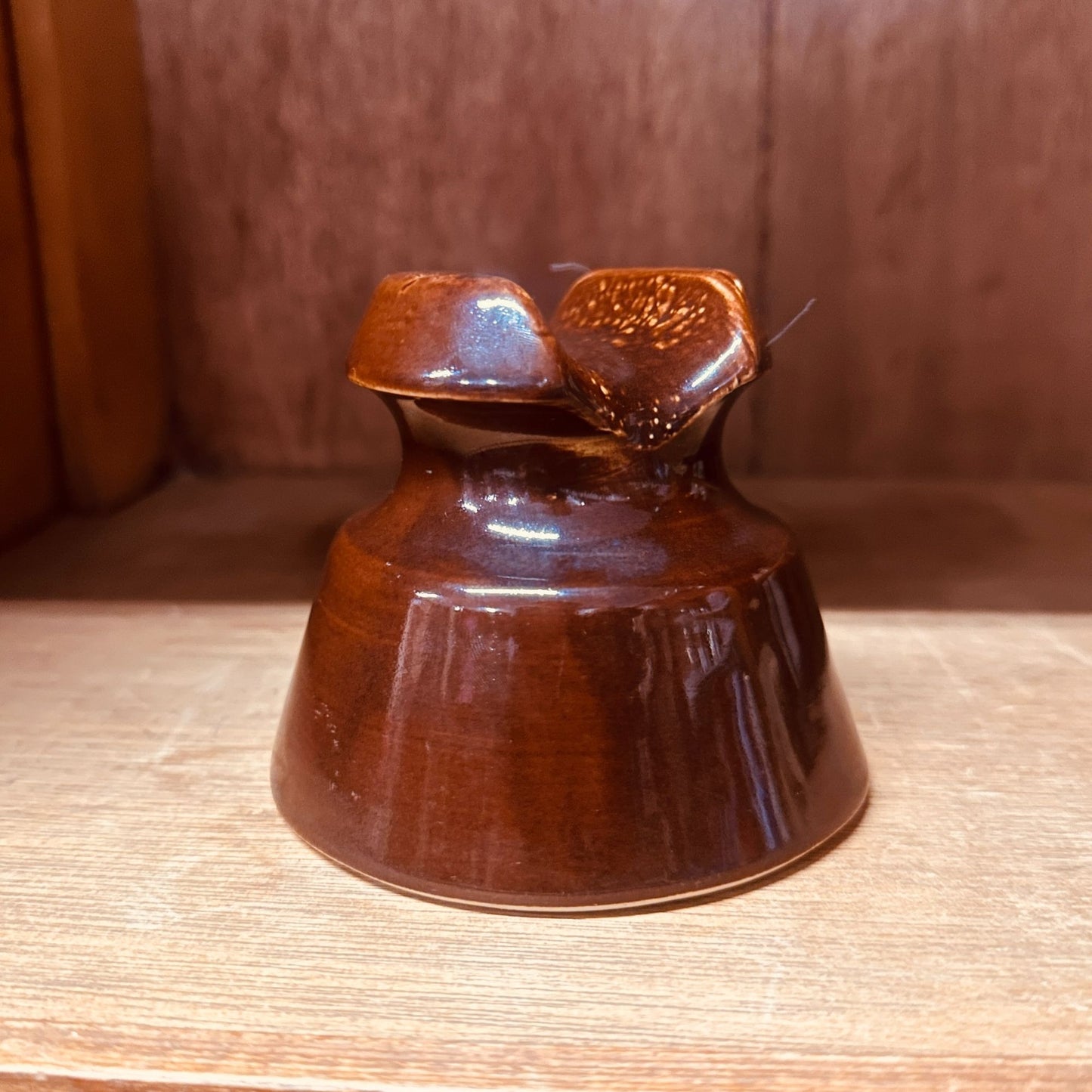 Brown Ceramic Insulator With Embossed Ohio Brass (B) in Oval Industrial Decor