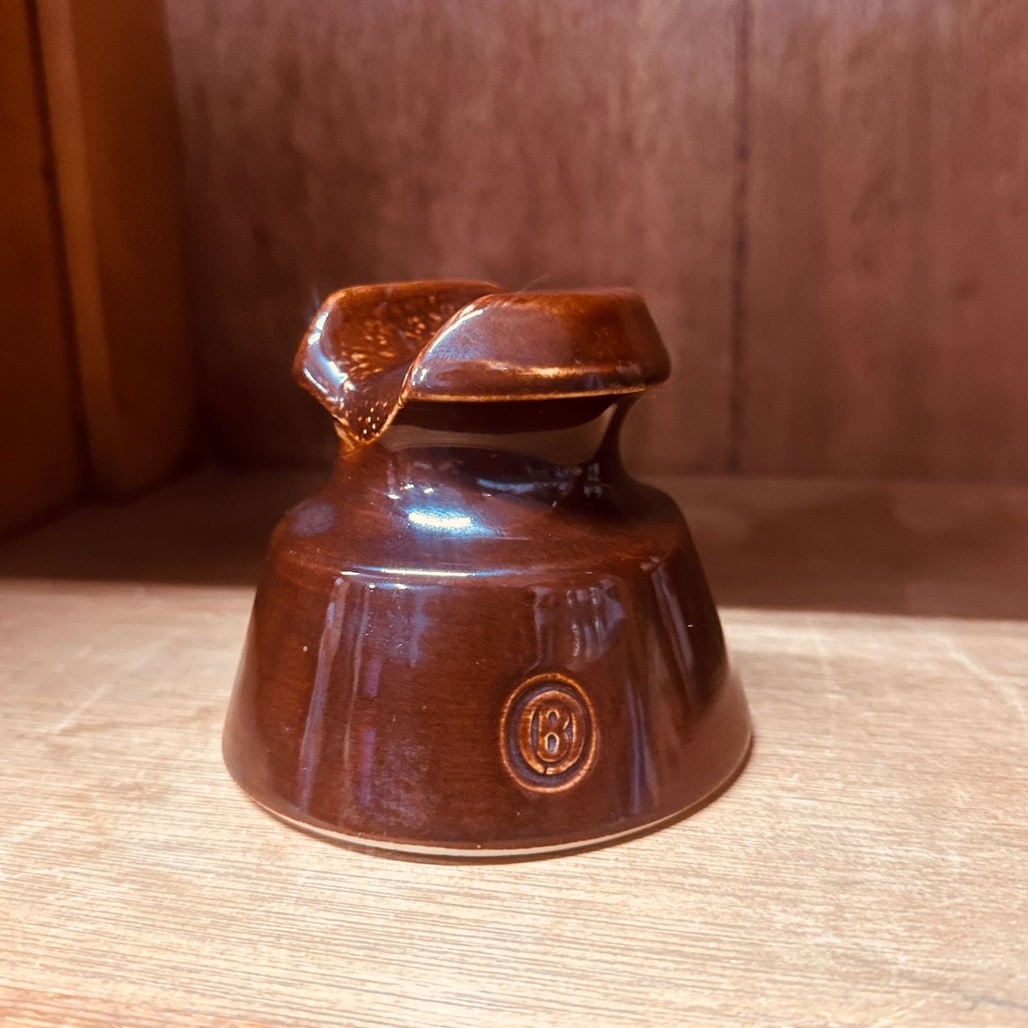Brown Ceramic Insulator With Embossed Ohio Brass (B) in Oval Industrial Decor
