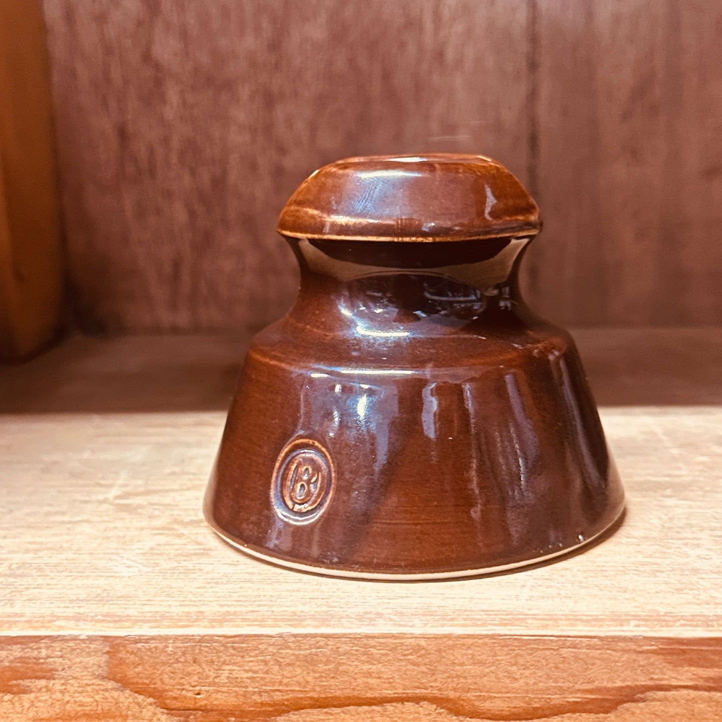 Brown Ceramic Insulator With Embossed Ohio Brass (B) in Oval Industrial Decor