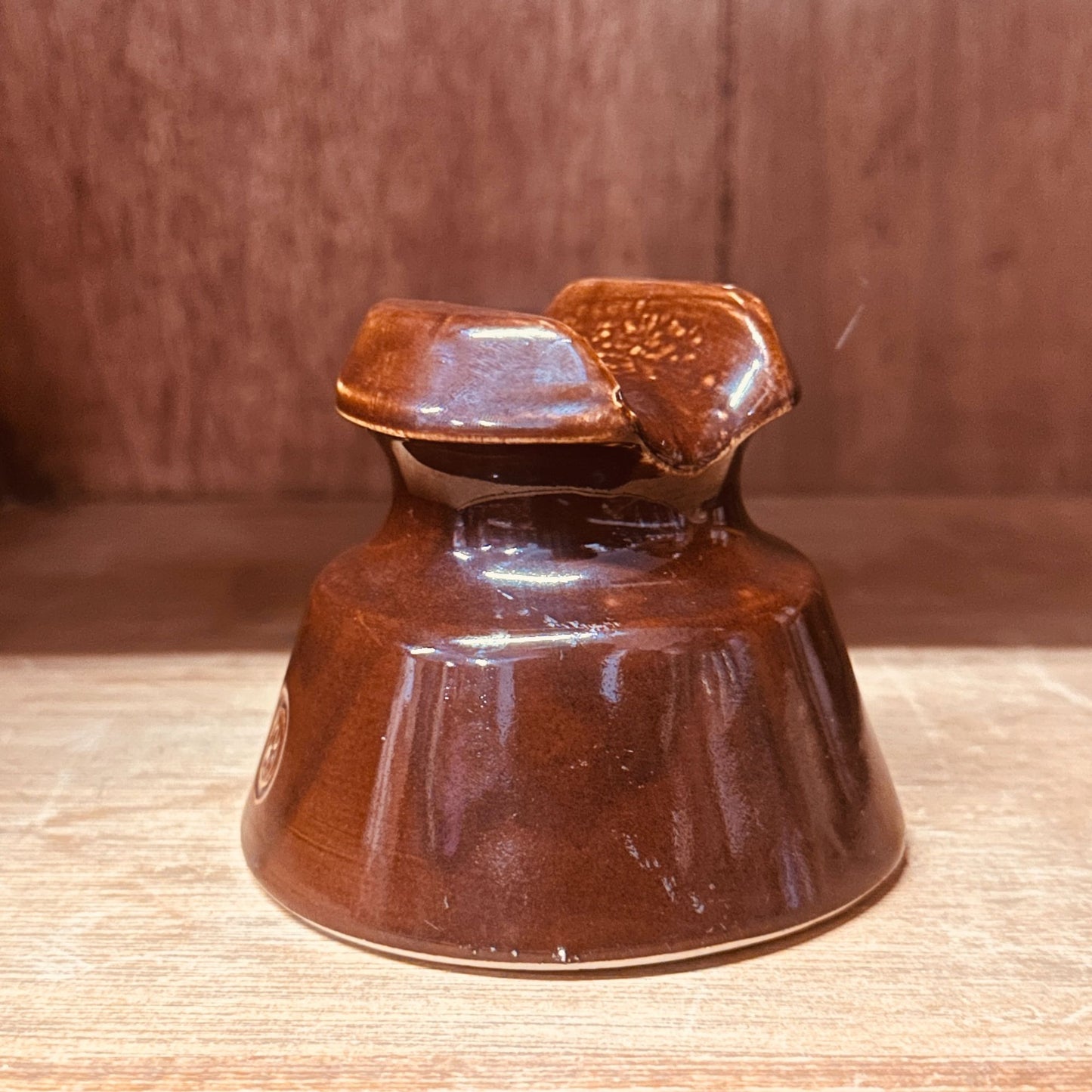 Brown Ceramic Insulator With Embossed Ohio Brass (B) in Oval Industrial Decor