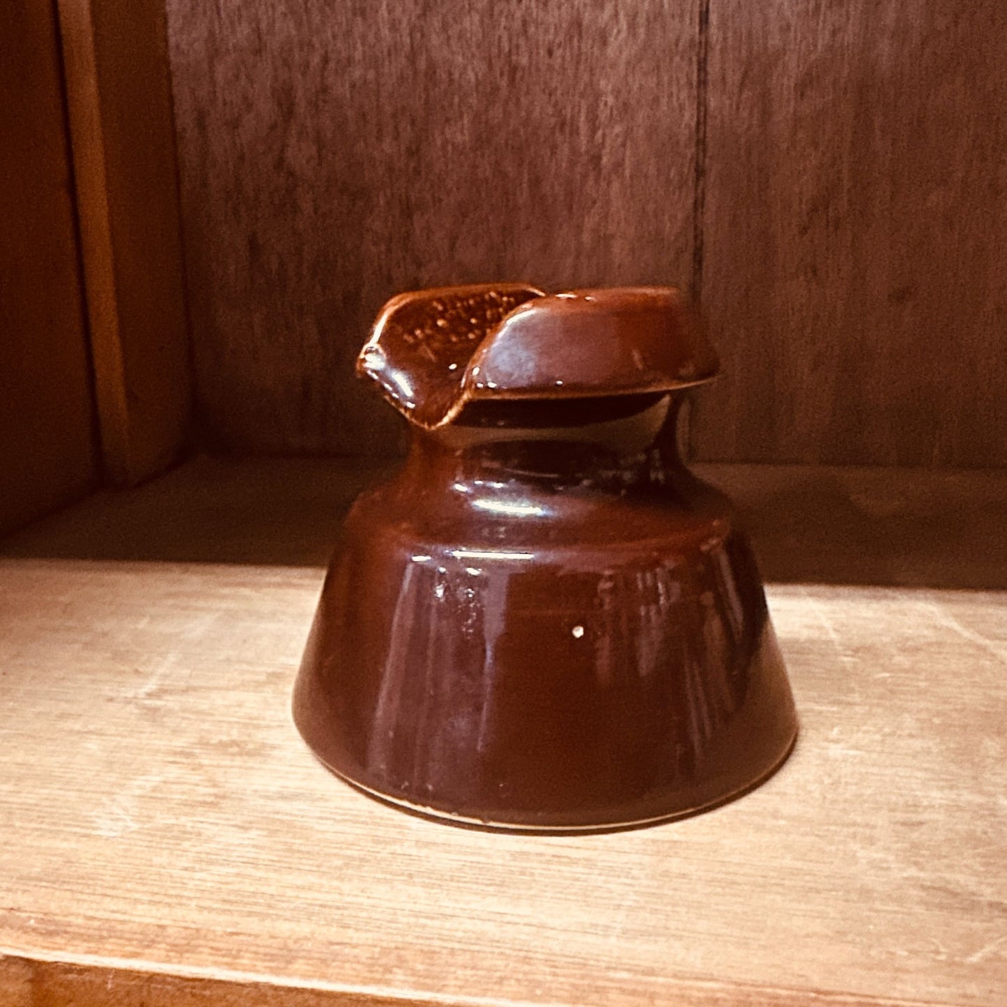 Brown Ceramic Insulator With Embossed Ohio Brass (B) in Oval Industrial Decor